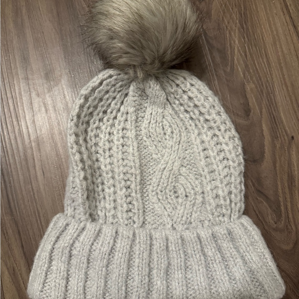 Aerie Knit Beanie with Faux Fur Pom